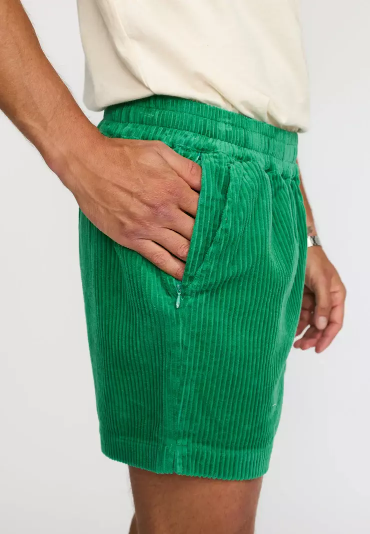 Revolution Green Cord Casual Shorts Herren grün